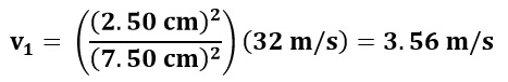 Cálculo de velocidad en el punto 1 del ejemplo 1