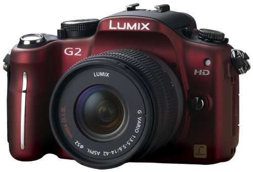 Panasonic Lumix DMC-G2 12.1 MP Live MOS Interchangeable Lens Camera with 3-Inch Touch Screen LCD and 14-42mm Lumix G VARIO f/3.5-5.6 MEGA OIS Lens (Red)