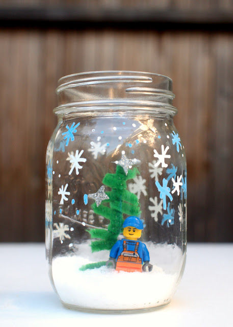 Lego Winter Snow Scene Jar Craft- Simple and easy kids craft for the holidays