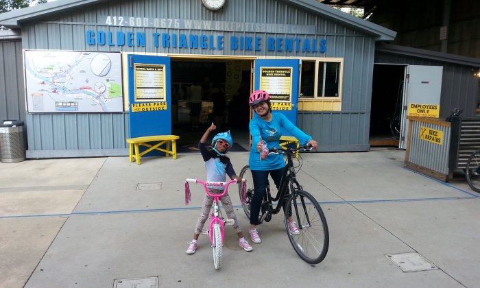 Pittsburgh bike rental, Mom and Daughter