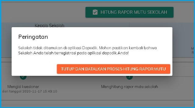 Sekolah tidak ditemukan di hitung raport mutu PMP