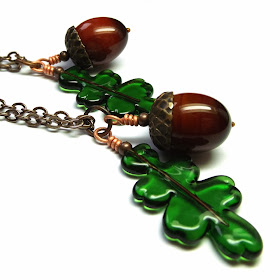 Lampwork glass acorn necklace