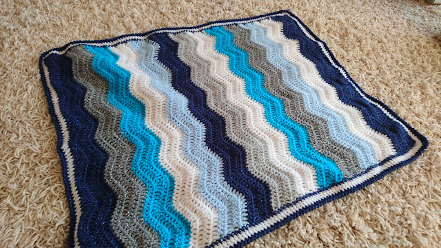 Baby Boy Crochet Blue Ripple Blanket Attic 24 Pattern