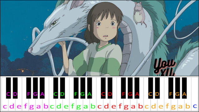 Always With Me (Spirited Away) Hard Version Piano / Keyboard Easy Letter Notes for Beginners