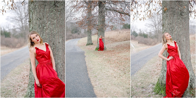 red dress forest woods park fashion photography