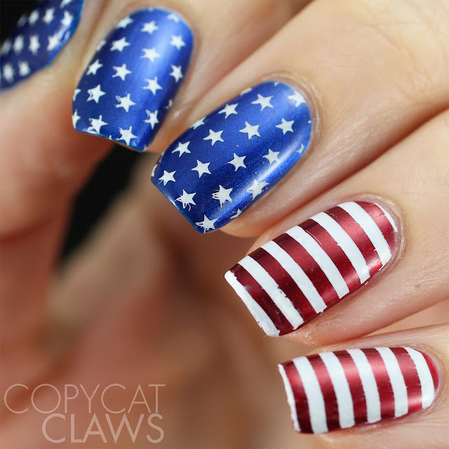 UberChic Beauty Fourth of July nail stamping