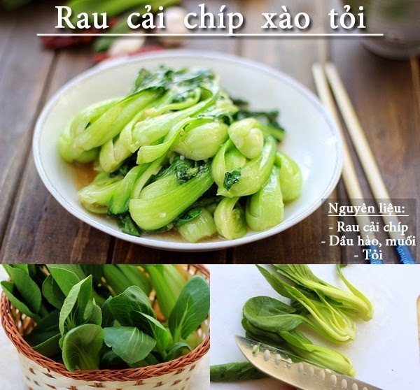 Rau cải chíp xào tỏi