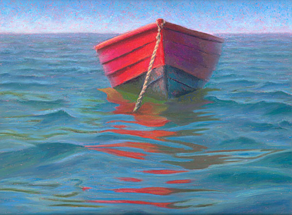 Pastel Painting: Rocking Gently Cape Cod Wooden Boat 