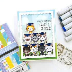 Sunny Studio Stamps: Grad Cat Fancy Frame Dies Graduation Card by Mindy Baxter
