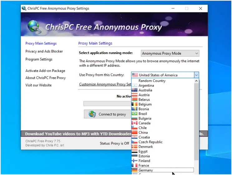 ChrisPC Free Anonymous Proxy :  Αλλάξτε την IP σας μέσω VPN Anonymous Proxy