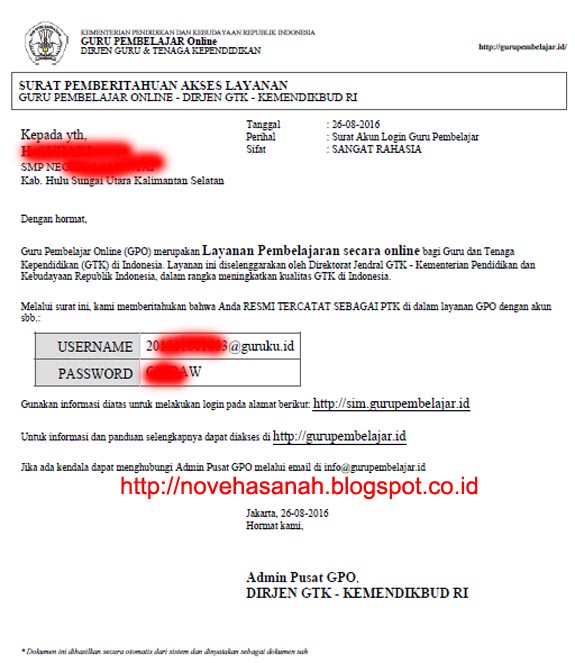 cara registrasi dan login guru pembelajar online kemdikbud 5 surat pemberitahuan akses layanan ototmatis terdownload di laptop atau komputer berisi informasi penting akun guru pembelajar yaitu user name (email) dan password (kata kunci) dikirimkan oleh admin GPO pusat pada surat pemberitahuan akses layanan ototmatis terdownload di laptop atau komputer cara registrasi dan login guru pembelajar kemdikbud