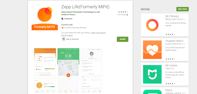 يُعرف تطبيق Mi Fit من شاومي الآن باسم Zepp Life على متجر Play