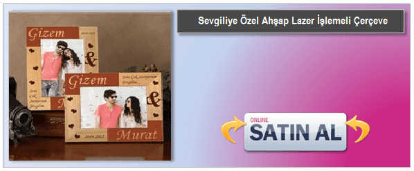 Sevgiliye Özel Ahşap Lazer İşlemeli Çerçeve