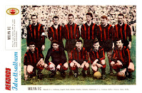 A. C. MILAN - Milán, Italia - Temporada 1958-59 - Liedholm, Zagatti, Galli, Maldini, Altafini y Ochetta; Fontana, Buffon, Danova, Bean y Bacci - MILAN 7 (Bean 2, Galli 3, Danova y Fontana) UDINESE 0 - 02/06/1959 - Serie A de Italia - Milan, Italia, estadio de San Siro