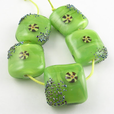 Reichenbach Mystic Green Lampwork Glass Beads