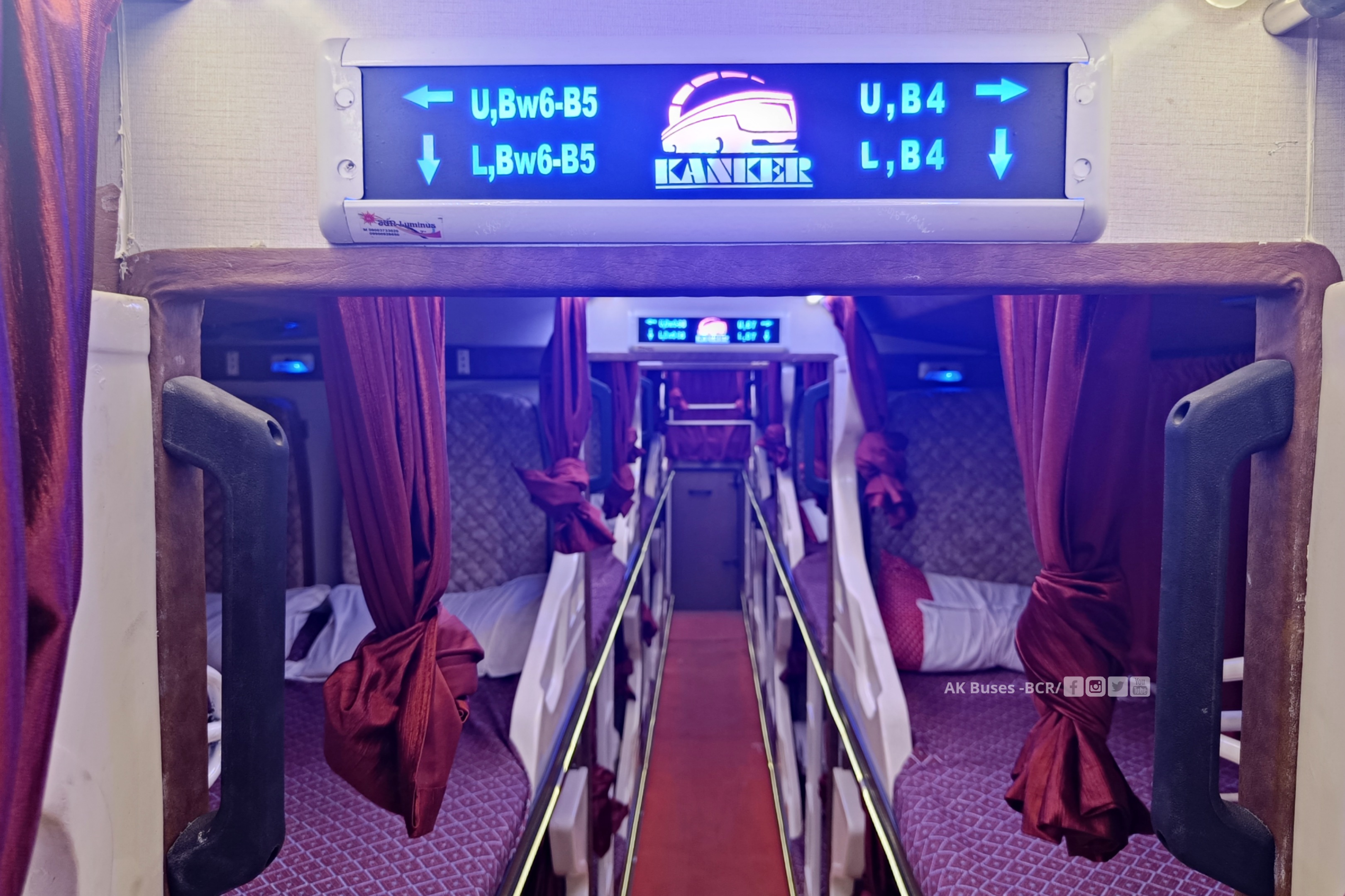 Kanker Roadways New Eicher 13.5m sleeper bus interior