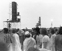 1973 Watkins Glen Summer Jam - speaker towers in rain