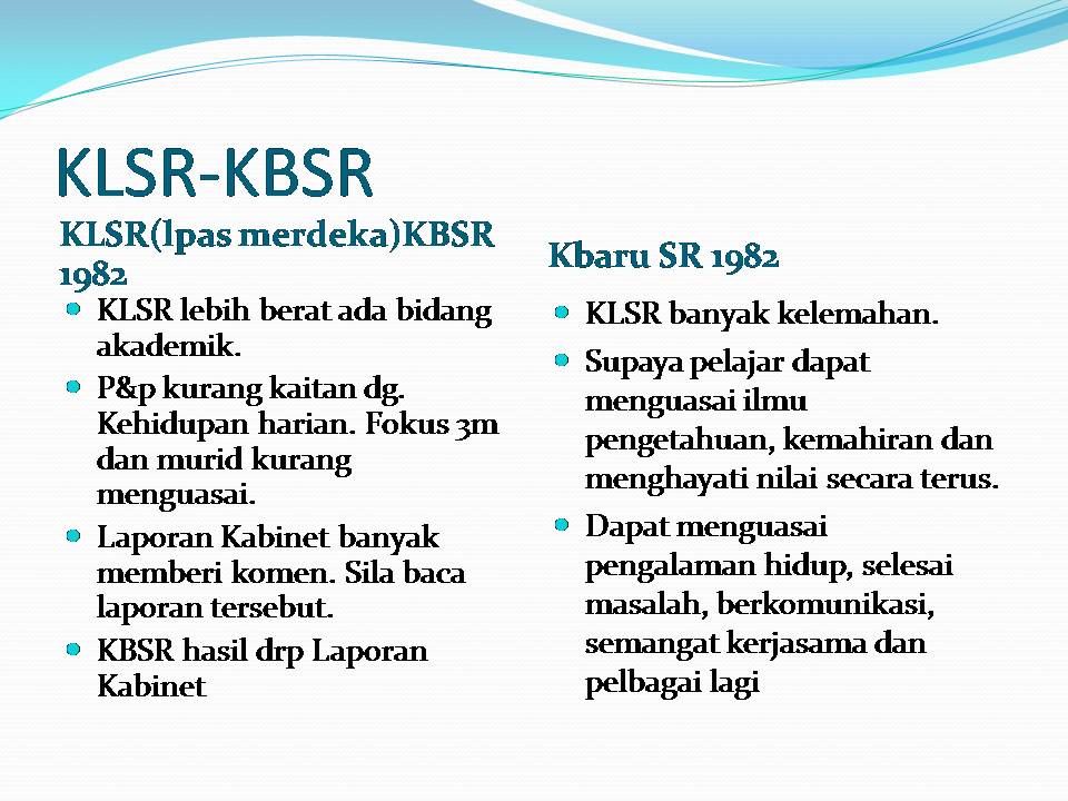 Kurikulum KLSR, KBSR dan KSSR - Dihujung Pen