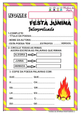 Poesia na educação infantil,festa junina