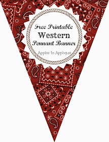 FREE Printable Western-Themed Pennant Banner (includes all letters and numbers) | Apples to Applique #western #party #cowboy #cowgirl #birthday