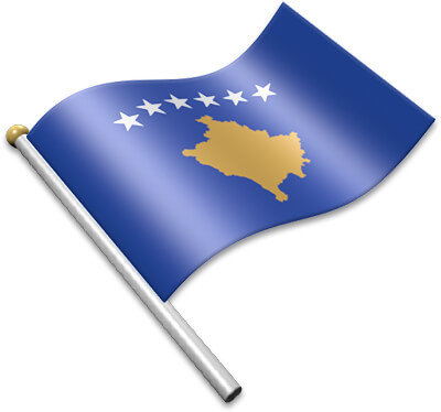 The Kosovar flag on a flagpole clipart image