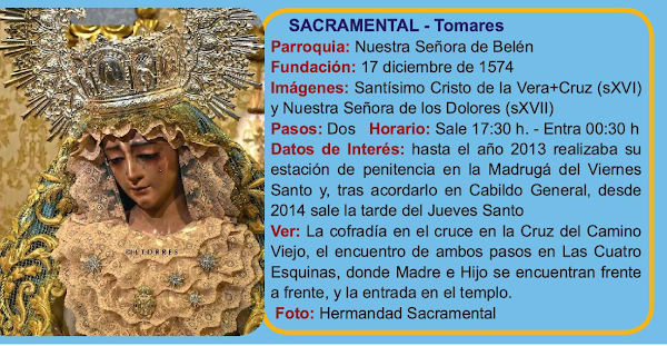 Horario e Itinerario Hermandad de la VeraCruz de Tomares (Sevilla) hoy Jueves Santo