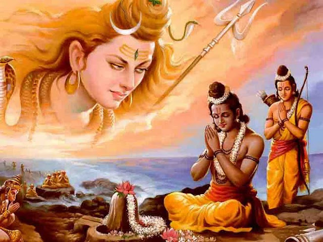 Ram & Laxman Praying Shiva Lingam