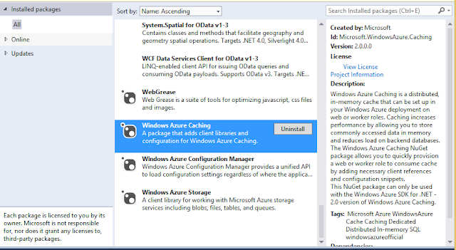 How to install Windows azure cache from Nuget?