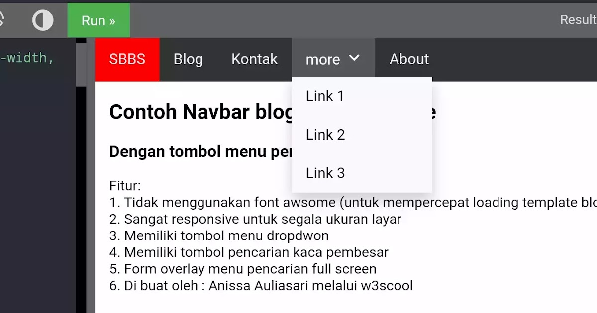 CARA MEMBUAT NAVBAR BLOG DENGAN MENU DROPDOWN PLUS TOMBOL MENU PENCARIAN