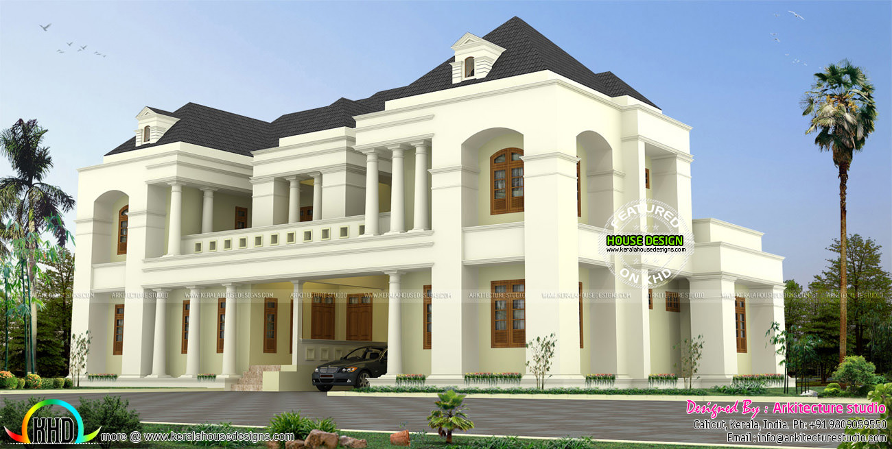 Luxury Colonial style Indian home design - Kerala home ...