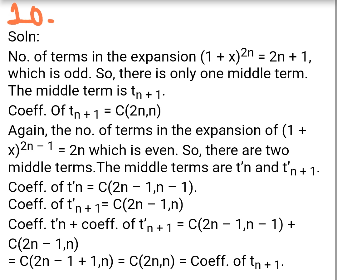 Binomial Theorem - Exercise 2.1 : Class 12 Math