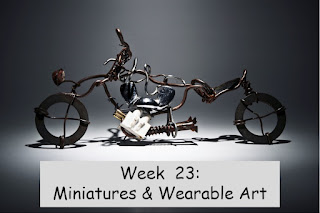 Week 23 Miniatures and Wearable Art Photo of Miniature Motorcycle by SplitShire at https://pixabay.com/photos/harley-davidson-motorbike-arts-iron-407174/