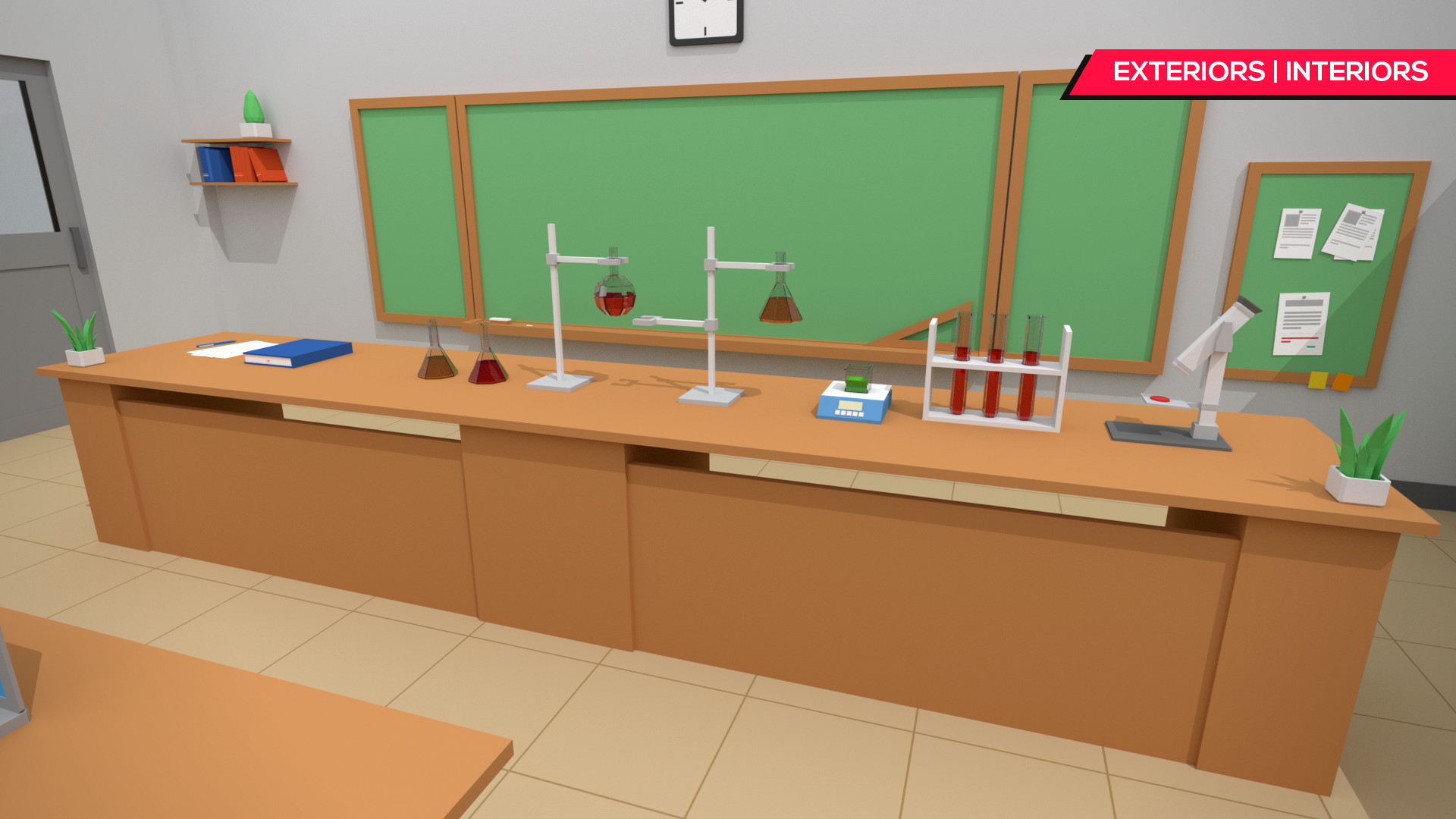 Low Poly polygon school interior