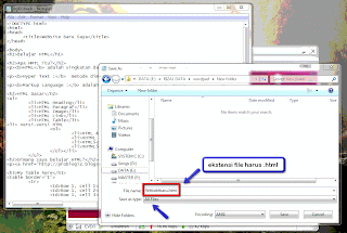 langkah menyimpan dokumen html di notepad