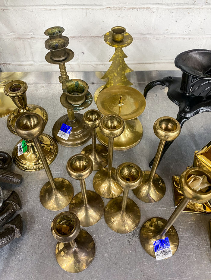 thrift store brass candle holders