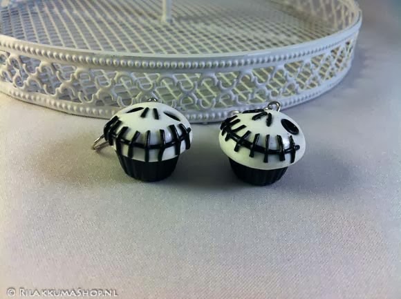 Kawaii Halloween “Jack Skellington” Cupcake earrings