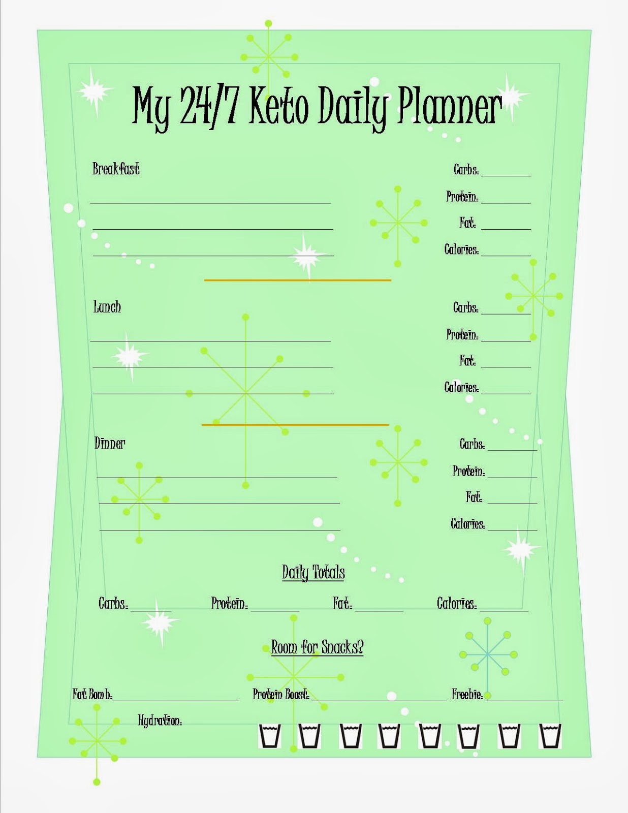 247 low carb diner keto menu planning sheets