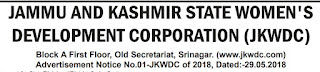 Jobs in JAMMU AND KASHMIR STATE WOMEN'S DEVELOPMENT CORPORATION (JKWDC)