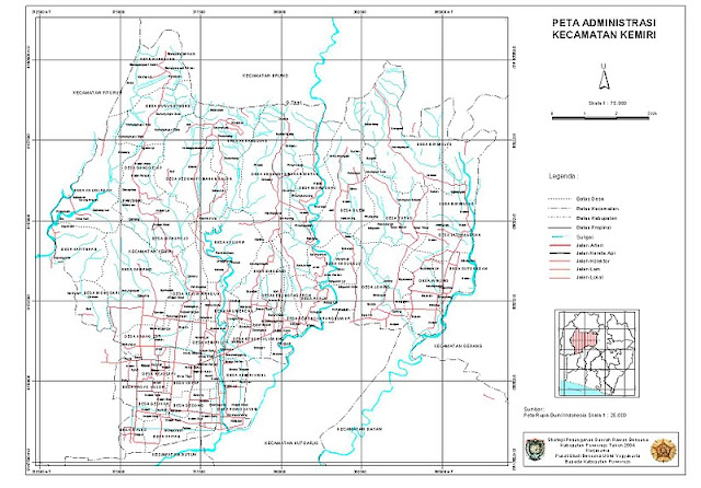 Peta Kecamatan Kemiri, kabupaten Purworejo. Untuk high resolusi klik 