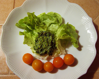 Plate of Salad with Pesto on Top