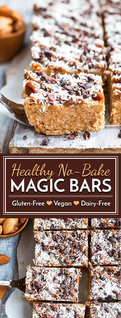 HEALTHY NO BAKE MAGIC BARS | VEGAN, GLUTEN FREE