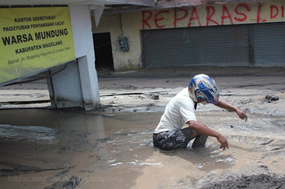 disaster cold lava of Merapi in Magelang District of Indonesia