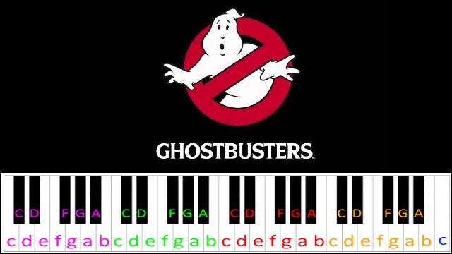 Ghostbusters Theme (Hard Version) Piano / Keyboard Easy Letter Notes for Beginners