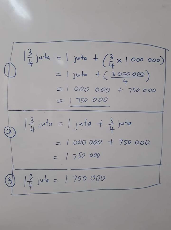 3 teknik menjawab soalan 1 3/4 juta kepada nombor bulat.
