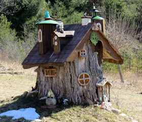 fairy house made from a tree stump