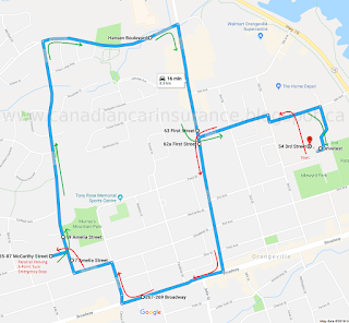  Orangeville G2 (G1 exit) Test Route Map Via Google Maps 