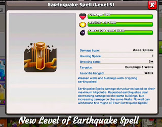 New level 5 Earthquake Spell Clash of clans, earthquake spell, level 5 earthquake spell, max earthquake spell, spell update,coc