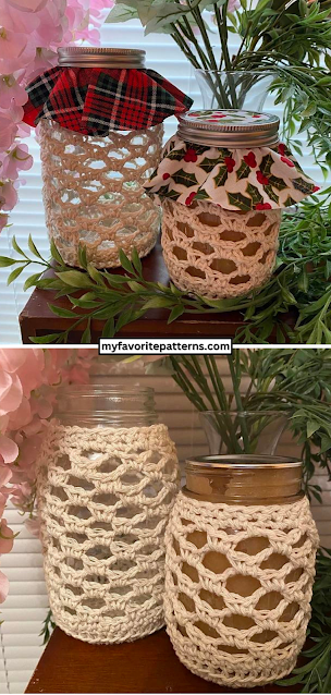 Crochet Holiday Mason Jar Covers Tutorial