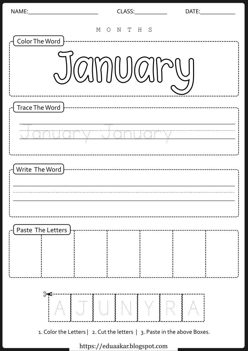 Month Worksheet - January