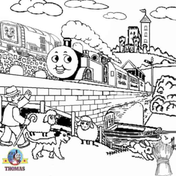  worker and Thomas tank engine coloring print out sheets for children title=